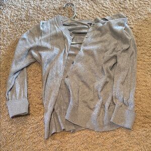 GAP Gray Cardigan Sweater with Lace-Up Detail